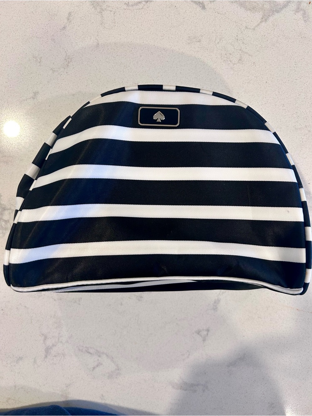 kate spade Black and White Striped Makeup Pouch